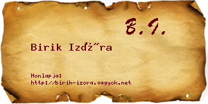 Birik Izóra névjegykártya